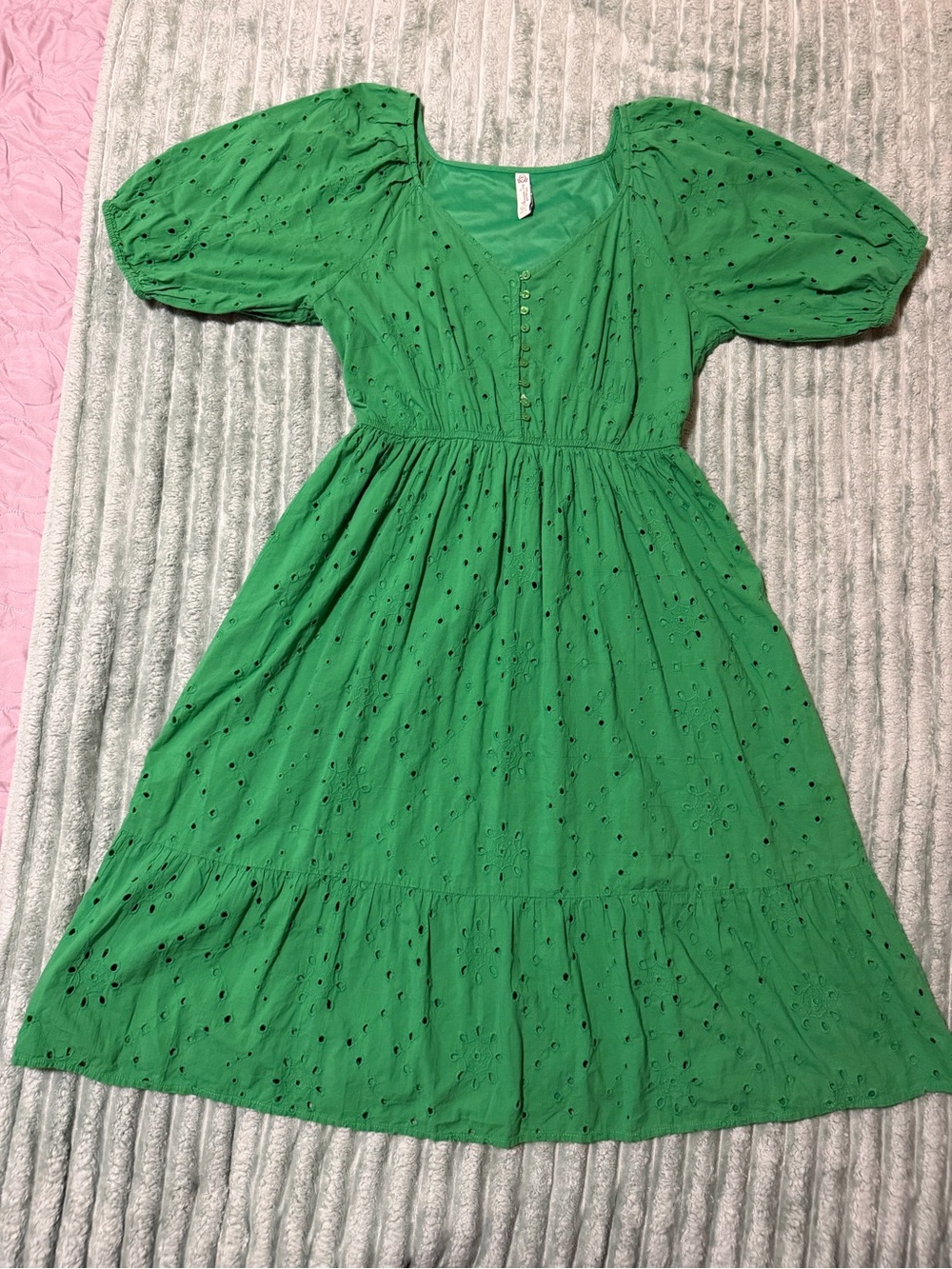 American Rag Green Eyelet Midi Dress